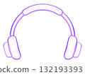 3D glassmorphism headphones icon in purple gradient. Glossy minimal design symbolizing music, audio, and entertainment. Perfect for media, podcast 132193393