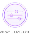 3D glassmorphism control slider icon in purple gradient. Glossy minimal interface element representing adjustment, equalizer, and customization in digital UI systems 132193394
