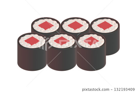 3DCG illustration of tekkamaki. Cute deformed Japanese food 132193409