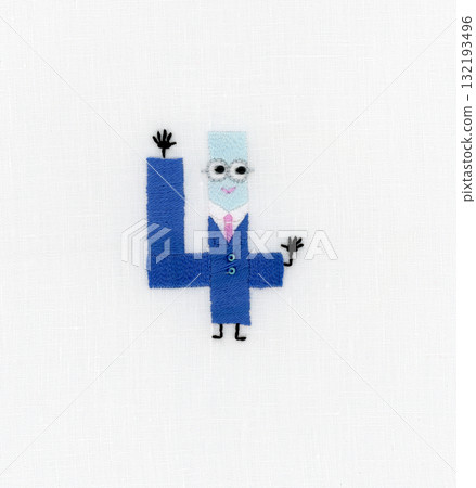 彩色刺繡數字字元 4 132193496