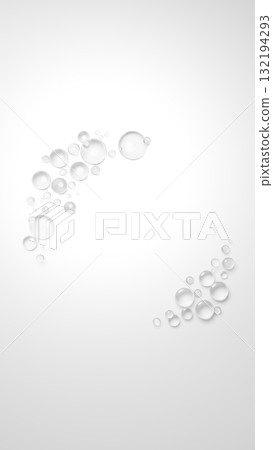 Background material of multiple water droplets on a white background. 3D (vertical) 132194293