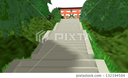 「海景神社」PNG素材，可作為動畫背景。天空是透明的，請隨意使用。 132194584