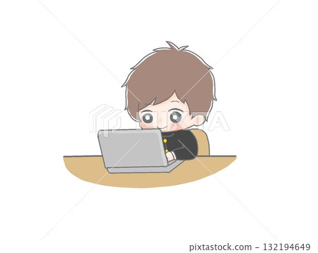 Male student using a computer 132194649