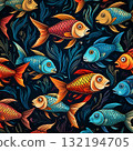 Vibrant Fish Pattern Playful Aquatic Design for Textiles and Creative Projects 132194705