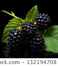 Fresh Blackberries with Water Droplets A Close-Up of Nature s Sweetness and Healthy Snack 132194708