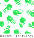 Green Handprints on White Background 132194725
