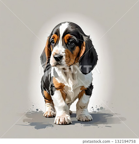 可愛的巴吉度獵犬小狗 132194758