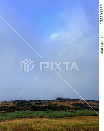 The marshland and boardwalk of Mt. Naeba, and the pond lit up by autumn leaves 132194926