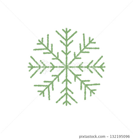Green chalk snow flake ornament icon in hand drawn style. Winter frost snowflake symbol, icy decoration for christmas and cold season, simple and cool design concept. Green chalk snow flake ornament icon in hand drawn style. Winter frost snowflake symbol, icy decoration for christmas and cold season, simple and cool design concept. 132195096