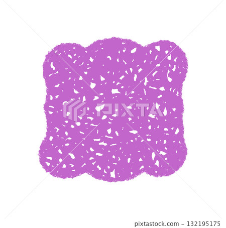 Groovy crayon sketched scallop rectangle frame with wavy border and subtle chalk shading. Retro sketch style background in vivid purple, graphic y2k element for artistic design concepts. 132195175