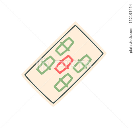 Flat Chinese mahjong game tile design. Mahjong boardgame piece for table plays and hobby enthusiasts. Traditional strategy game element, graphic style, simple format, perfect for recreational Flat Chinese mahjong game tile design. Mahjong boardgame piece for table plays and hobby enthusiasts. Traditional strategy game element, graphic style, simple format, perfect for recreational 132195434