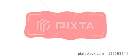 Hand drawn rectangle patch with a squiggle frame forms a bold quote label. Organic shape and soft banner outline create unique blob background concept for message box or creative template on white. 132195544