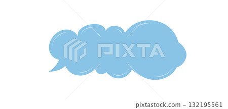 Hand drawn fluid cloud forms a simple speech bubble sticker. Blue box shape serves as a chat or talk balloon for message sticker. Ideal element for conversation, label, or communication design. 132195561