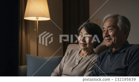 Elderly couple relaxing in the room 132195639