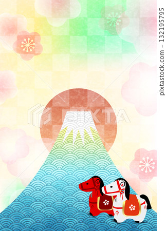 馬年賀卡十二生肖背景 132195795