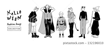 萬聖節服裝系列線描插圖 萬聖節服裝系列線描插圖 132196010