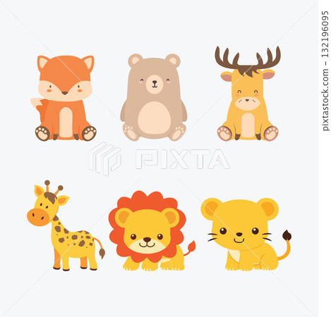set of cute animals 132196095