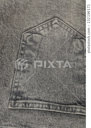 Close-up view of gray denim fabric with pocket detail Close-up view of gray denim fabric with pocket detail 132196171