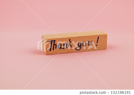 Thank you block on light pink background expressing gratitude and appreciation 132196191