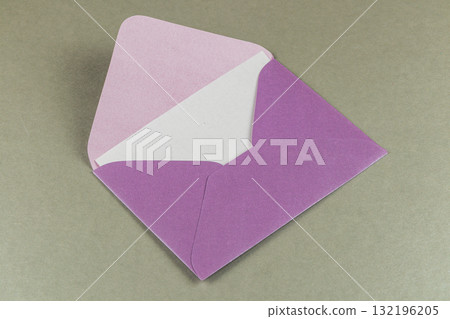 Colorful envelope on neutral background ready for correspondence Colorful envelope on neutral background ready for correspondence 132196205