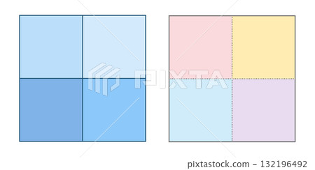 Straight and dotted line positioning map template set (blue and colorful) - Four-quadrant diagram - Matrix table Straight and dotted line positioning map template set (blue and colorful) - Four-quadrant diagram - Matrix table 132196492