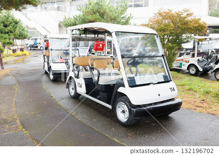 高爾夫球車停在停車場 132196702
