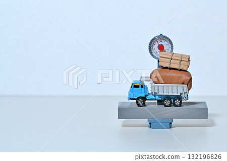 Dump truck and scale overload image Dump truck and scale overload image 132196826