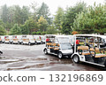 Golf cart parked in the parking lot 132196869