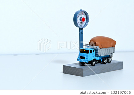 Dump truck and scale overload image Dump truck and scale overload image 132197066