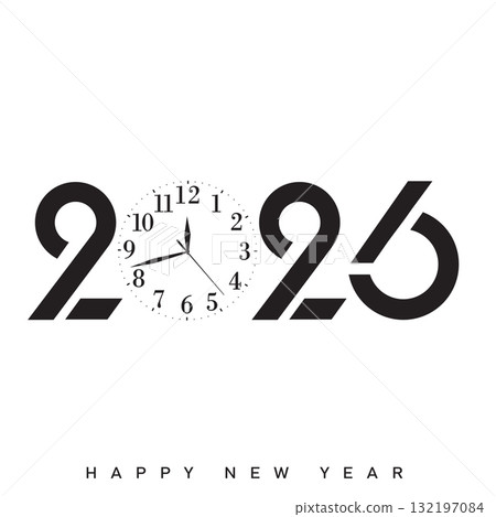Modern Happy New Year 2026 creative typography logo design. Vector 132197084