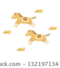Illustration of two running horses 132197134
