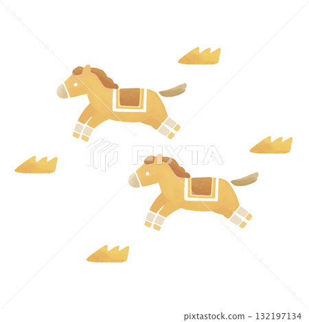 兩匹奔跑的馬的插圖 132197134