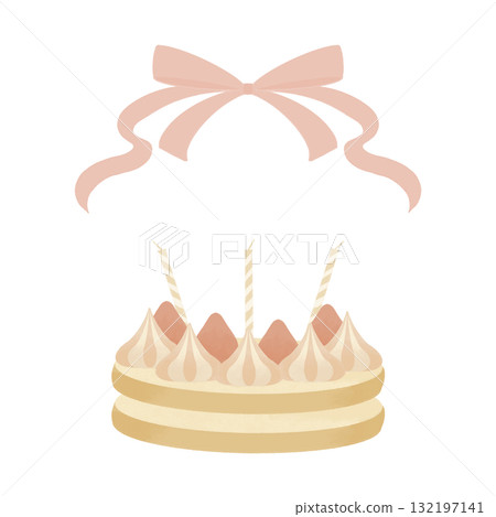 Strawberry cake and ribbon illustration material Strawberry cake and ribbon illustration material 132197141