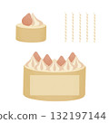 Strawberry cake and candle illustration material 132197144