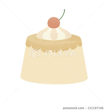 Cute pudding illustration material 132197146