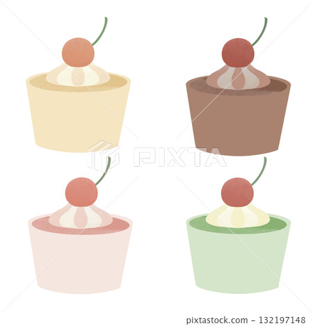 Illustration set of various cup desserts 132197148