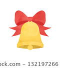 Christmas Bells Watercolor illustration of a bell and ribbon for Christmas 132197266