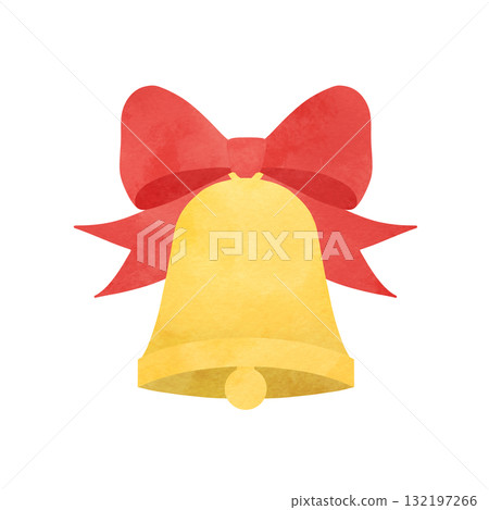 Christmas Bells Watercolor illustration of a bell and ribbon for Christmas 132197266