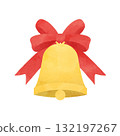 Christmas Bells Watercolor illustration of a bell and ribbon for Christmas 132197267