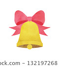 Christmas Bells Watercolor illustration of a bell and ribbon for Christmas 132197268