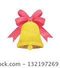 Christmas Bells Watercolor illustration of a bell and ribbon for Christmas 132197269