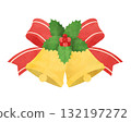 Christmas Bells Watercolor illustration of bells, holly and ribbons for Christmas 132197272