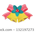 Christmas Bells Watercolor illustration of bells, holly and ribbons for Christmas 132197273