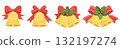 Christmas bell set. Watercolor illustration of bells, holly and ribbons for Christmas. 132197274