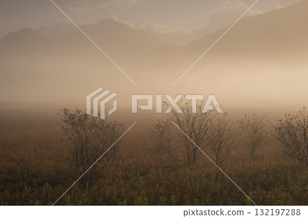 晨光染成山脈 132197288