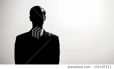 象徵匿名和策略的神秘商人肖像 132197311