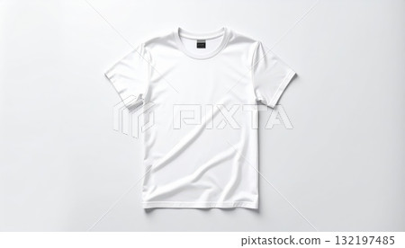 [AI image] A white T-shirt placed on a white background 132197485