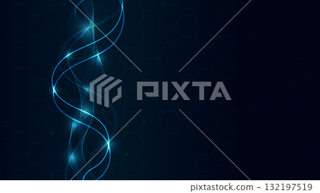 Blue Neon Light Vertical Wave Hexagon Grid Technology Background. Blue Neon Light Vertical Wave Hexagon Grid Technology Background. 132197519