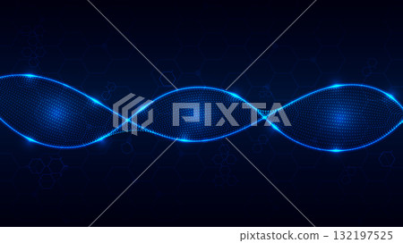 Blue Neon Light Vertical Wave Hexagon Grid Technology Background. Blue Neon Light Vertical Wave Hexagon Grid Technology Background. 132197525