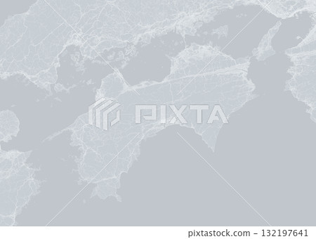Monochrome satellite photo style illustration of the Shikoku region of Japan Monochrome satellite photo style illustration of the Shikoku region of Japan 132197641